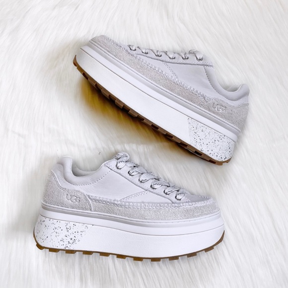 UGG Women’s Marin Lace Platform White Leather Sneakers - Picture 6 of 7